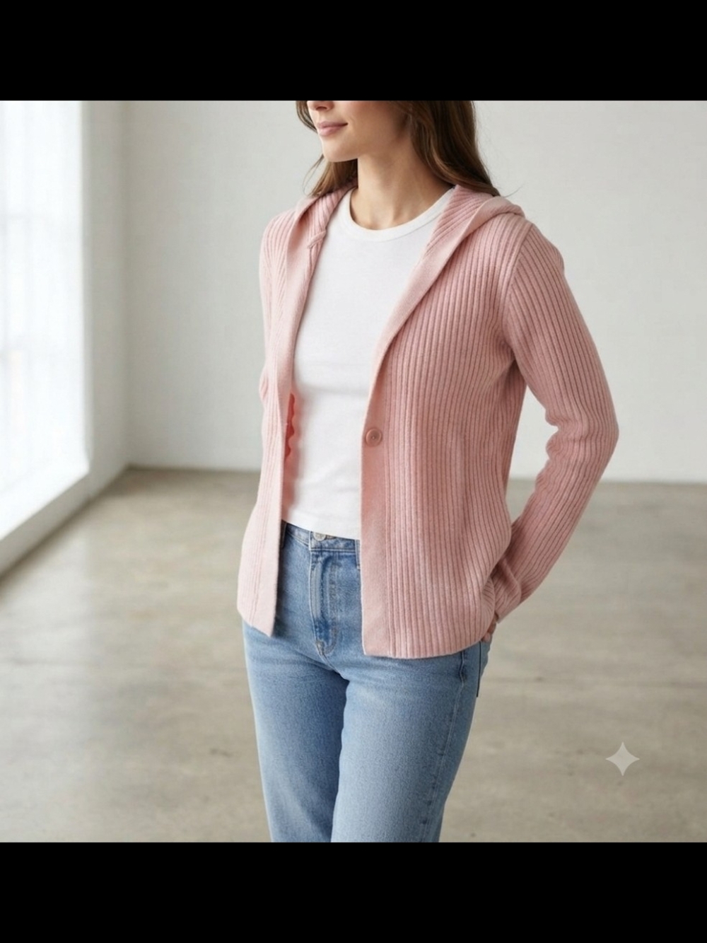 Y2K Cardigan Pink with Axcess Hood - Size M (Lizard Claiborne Style)
